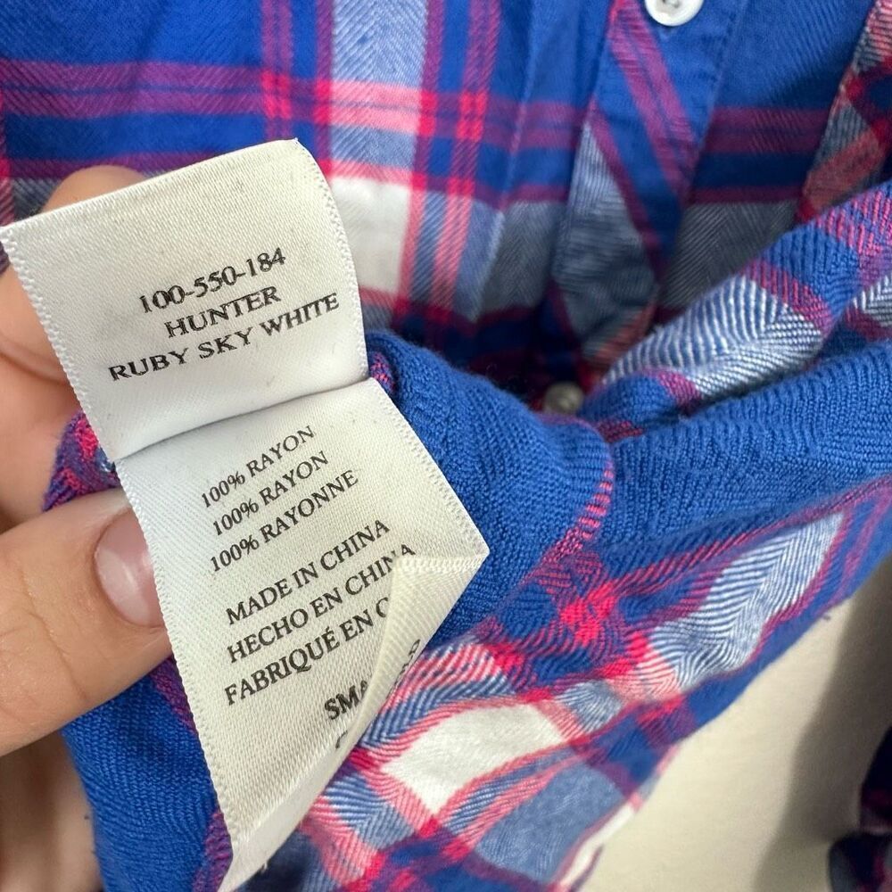 Rails Hunter Button Up Red Ruby Pleated Shirt Siz… - image 7